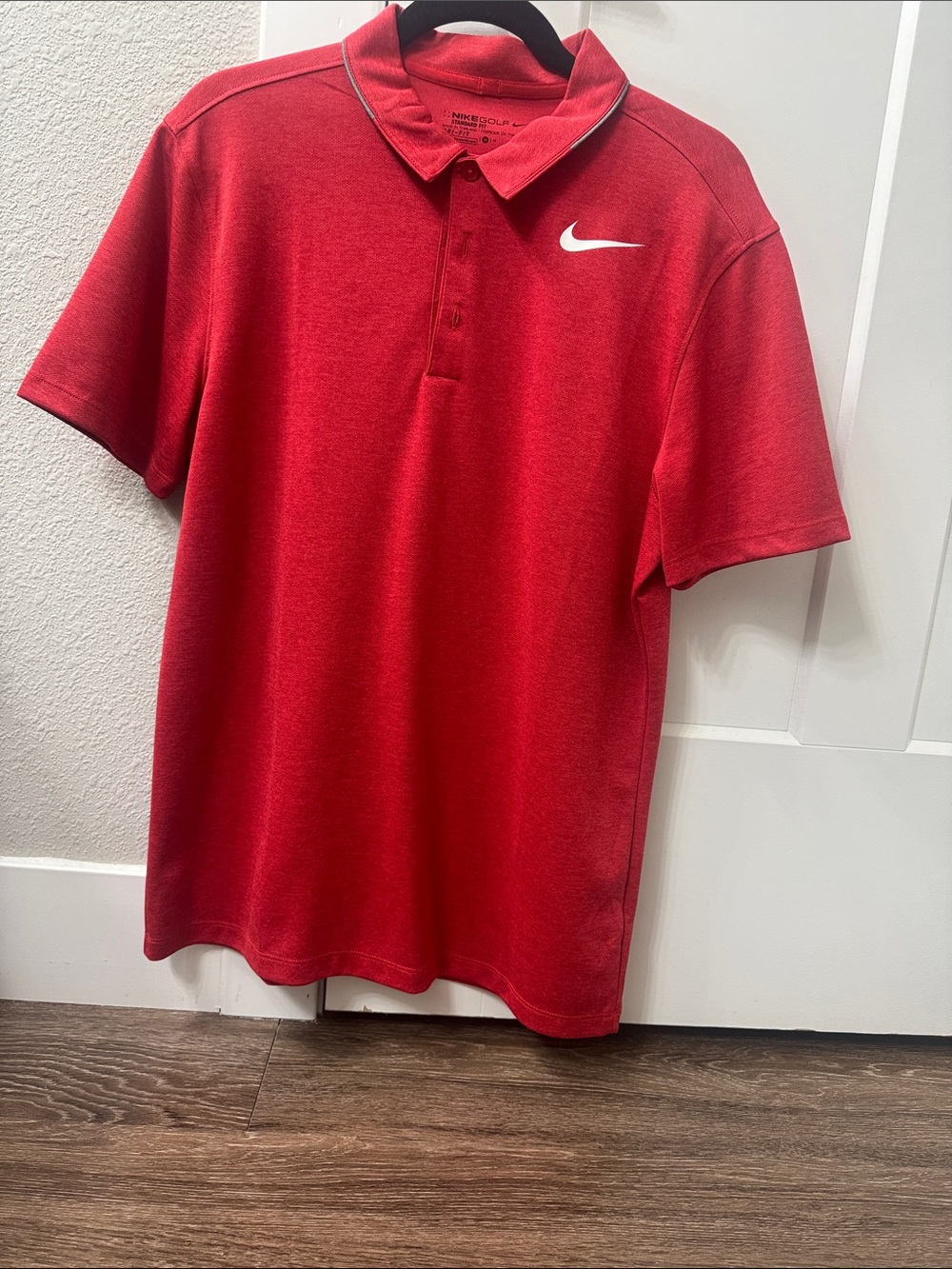 Nike Golf Dri Fit Red Men’s Polo with White Swoosh